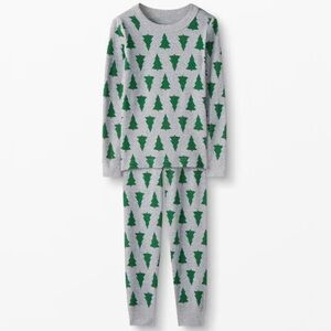 Hanna Andersson Long John Pajama Set Pine Trees Print Long Sleeve Organic Cotton